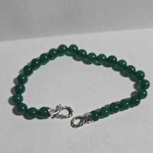 David Yurman Green Beaded,925  Bracelet 7.5
